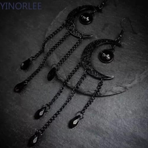 Goth Dark Moon Earrings Crescent Punk Horror Gothic Magick Spooky Witch Jewelry Celestial Occult Wiccan Pagan Fashion Women Gift