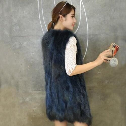 2020 New Unregular Genuine 100% Real Fox Fur Long Vest Big Size Natural Raccoon Fur Gilet Women Factory Drop Shipping tsr859