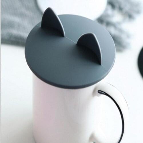 1Pcs Cartoon Cat Ears Silicone Cup Cover Cute Cat Ears Shape Anti-dust Silicone Cup Cover Reuseable Cup Lid Duarable Kitchen Lip