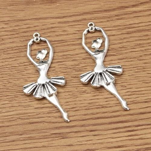 10 Pcs Dancing Girl Charms Pendants Ballerina Dancer Ballet Pendant Necklace Jewellery Finding