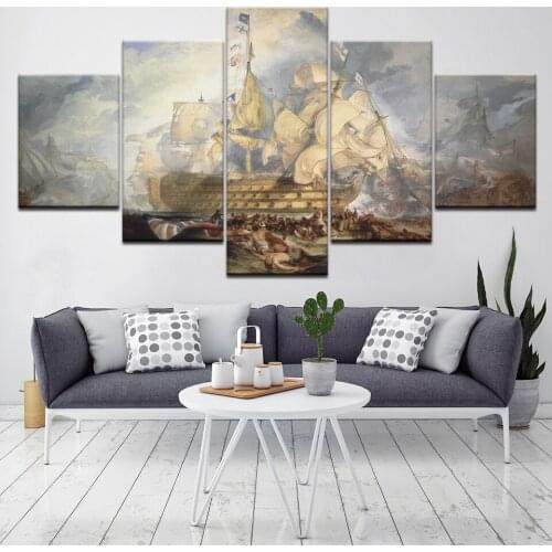 5 panel canvas print painting Framework Modular Artwork Battle of Trafalgar British Royal Navy against French and Spanish Navie