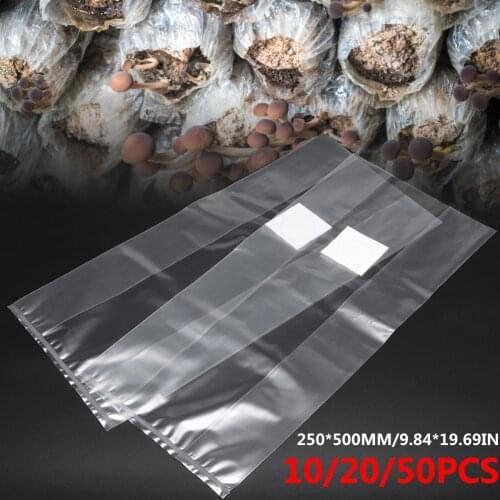 50PCS Mushroom Strain Growing Bag Resistant Bacteria Edible Fungus Cultivation Bag PVC High Temperature Horticultural Plant Bag