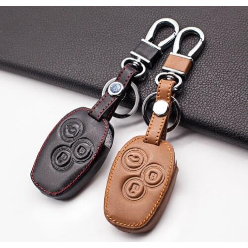 For Renault Dacia Logan Sandero Clio Kangoo Master Trafic Popular Leather Car Key Case Cover 3 Buttons Keychain