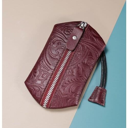 Genuine Leather Car Key Case Men Women Handmade Wallets Key Holder Zipper Bag Keychain Cover for Keys Organizer Card Bag