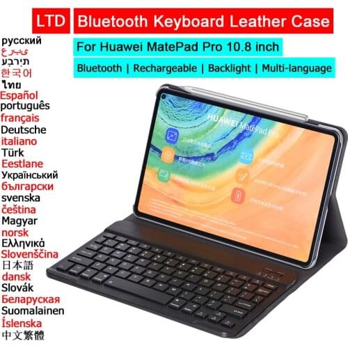 Bluetooth Keyboard Case For HUAWEI MatePad 11 10.4 Pro 10.8 Tablet Case Russian Arabic Hebrew Korean Spanish French Keyboard