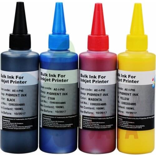 Pigment ink refill for Epson STYLUS C67 C87 C87PE CX4100 CX4700 CX3700 Printer Water based Black pigment ink CMY 4 color x 100ml