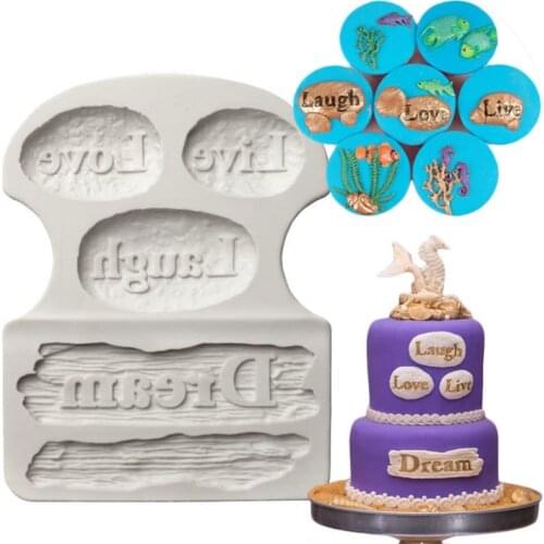 Dream Driftwood &Word Stones Silicone Mold Fondant Mould Cake Decoration Tool Gumpaste Mold, Sugarcraft, Kitchen Accessories