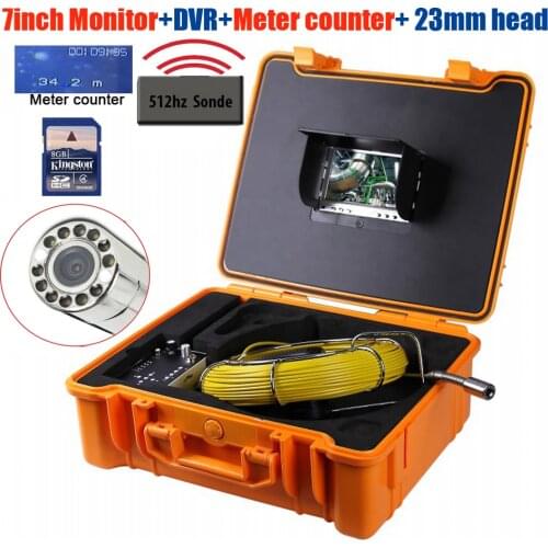 40m DVR Pipe Wall Sewer Inspection Camera System,Industrial Pipe Car Video Inspection Endoscope Camera 23mm camera 7mm cable