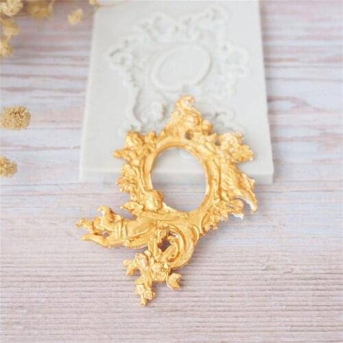 European pattern border mirror angel silicone mold fondant mold cake decorating tools chocolate gumpaste mold