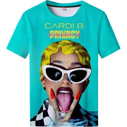 New Rapper 3D T-Shirt Cardi B Printing Tops Men Women Hip Hop Tshirt Boys Girls Cool Summer Round Neck Clothes Kids Party Tees
