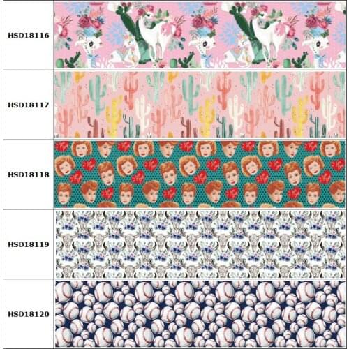 HSDCraft 25mm 38mm 75 mm Hot Alpaca Cactus Heart Baseball for Girl Ribbon Party Decoration By Yard DIY Bow Bag Material Handmade