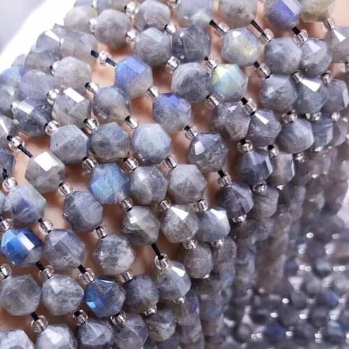 Icnway 38cm Natural Labradorite 7x8-11x12mm Round Faceted Lantern Beads Diy Jewelry Accessorie Necklace Bracelet Earrings