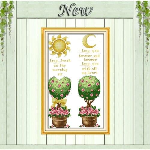 The sun and moon flowers love paintings Counted Printed on canvas DMC 11CT 14CT cross-stitching kits Needlework Sets embroidery