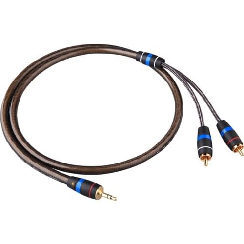 Move on M-4 silver winding 3.5mm 1 / 2 dual channel lotus RCA mobile phone computer audio cable