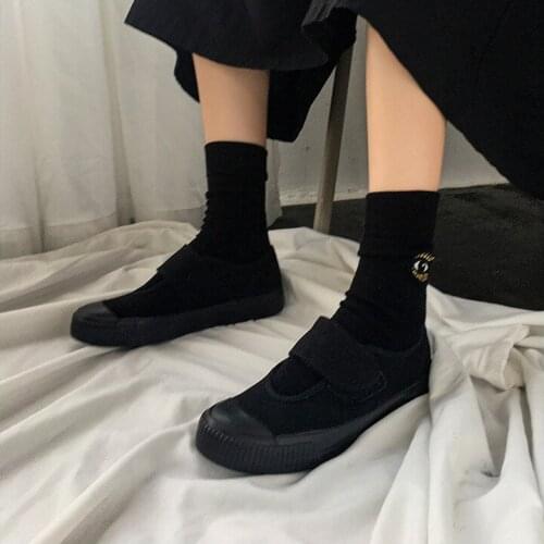 New Solid-color Ulzzang Casual Sneaker Student Flat Velcro Vulcanized Shoes Fashion Ballet Slipper Girl Zapatos De Mujer 2020