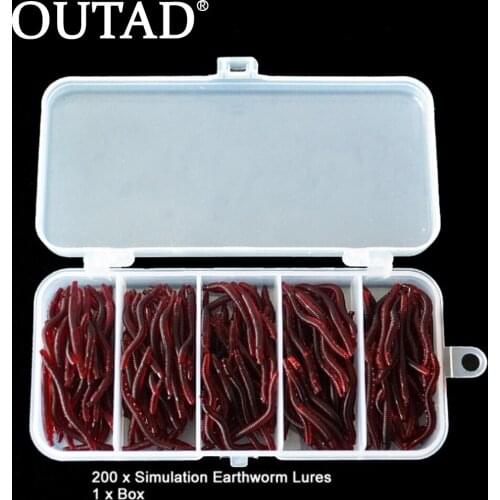 OUTAD 200Pcs/lot 3.5cm Simulation Earthworm Artificial Worms Fishing Lure Tackle Soft Bait Lifelike Smelly Fishy Accessories