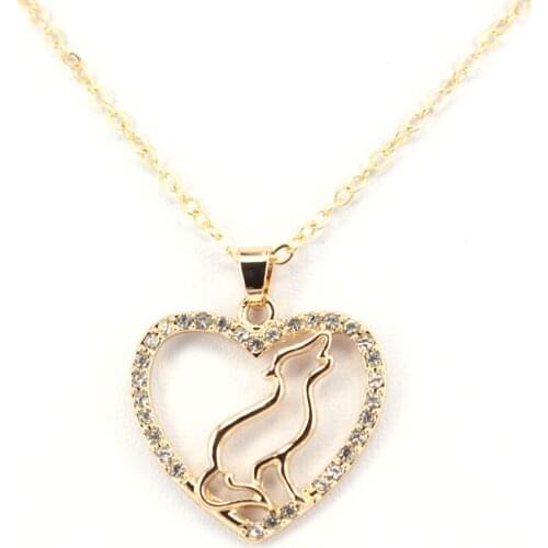Hzew dog heart pendant necklace two colors dog necklaces gift