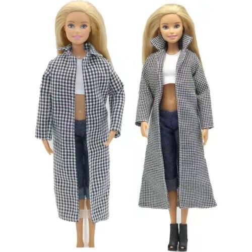 1:6 Plaid Houndstooth Parka Winter Coat Jacket for Barbie Doll Clothes Outfits Dress 1/6 BJD Dolls Accessories Kids DIY Toy Gift