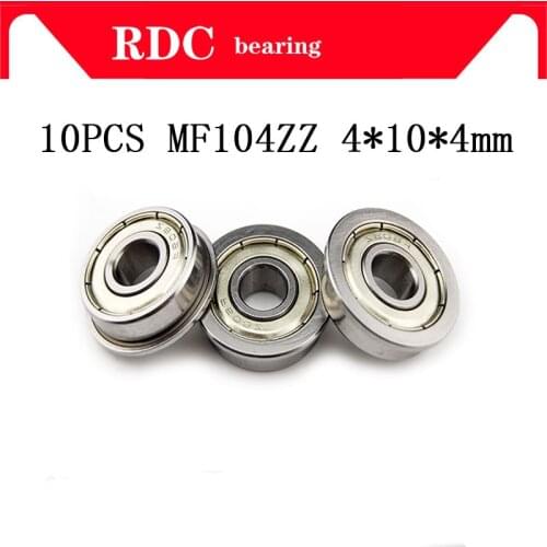 10pcs ABEC-5 ABEC-3 ABEC-1 MF104ZZ MF104 ZZ 4x10x4mm High quality Miniature Flange Thin Wall Ball Radial Ball Bearing