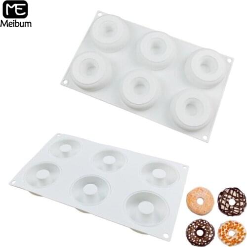 Meibum 6 Cavity Donut Shape Silicone Mold DIY Muffin Chocolate Cake Mould Mousse Dessert Pastry Decoration Baking Modle