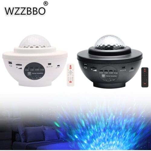 LED Star Night Light Lamp Music Starry Water Wave Colorful Starry Sky Projector Blueteeth Sound-Activated Projector Light Decor