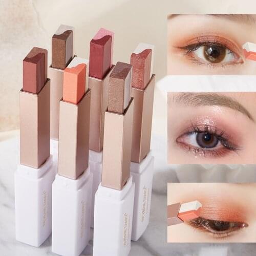 Velvet gradient two-tone eyeshadow stick A touch of two colors Gradient is not easy to smudge Rotating retouching eye shadow pen