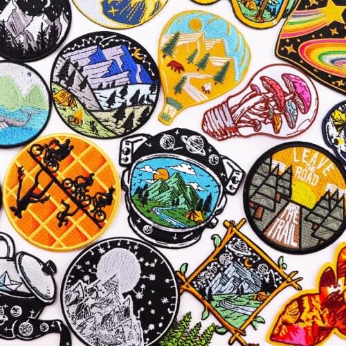 Outdoor Adventure Applique Patches On Clothes Space Patch Iron On Embroidered Patches For Clothing Thermoadhesive Patches Badge