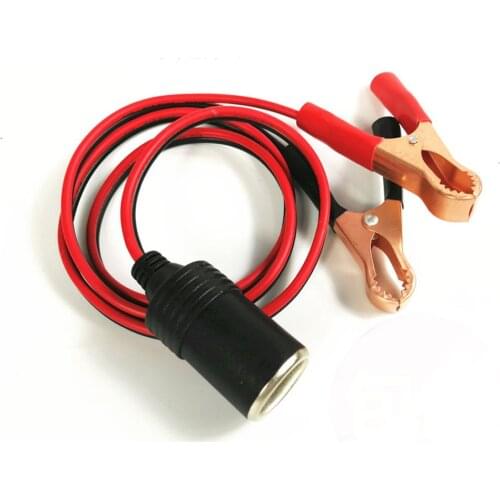 12V Power Car Cigarette Lighter Female To Alligator Clip Extension Connector To Terminal Clip-on Battery Adapter Auto Socket