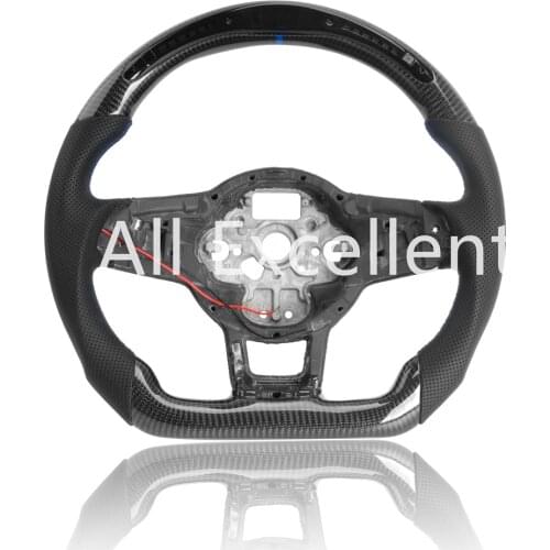 Carbon Fiber & Perforated Leather/Alcanrata Steering Wheel with LED For Volkswagen Golf MK7 GTI R