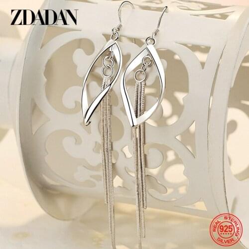 ZDADAN 925 Silver Long Tassel Dangle Earrings For Women Charm Jewelry Accessories Wholesale