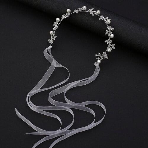Hot Crystal Flower Prom Bridal Hair Band Wedding Tiara Headband Leaf Pearl Bride Headpiece For Women Hair Jewelry