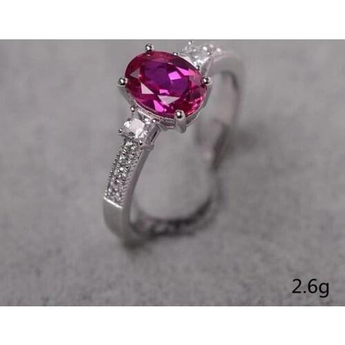 Milangirl Fashion Wedding Ring for Women AAA Red Oval Crystal Zircon Handmade Ladies Engagement Ring Ellipse Female Jewelry