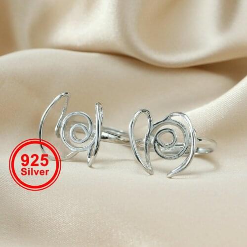 12MM Irregular Shape Bezel Solid 925 Sterling Silver DIY Cabochon Adjustable Ring Settings 1294124