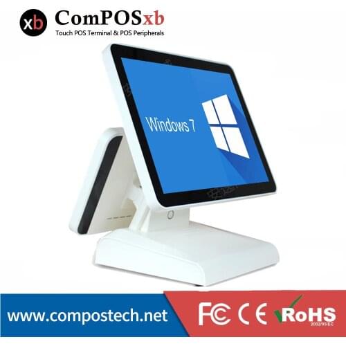 15 Inch pos software Double Monitor Cheap Retail All In One Touch Screen Pos System Dual Screen Black Color