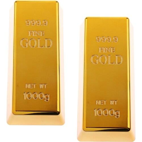 Lots 2 Fake Plastic Gold Bar Bullion Prop Fancy Dress Party Desk Decoration