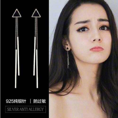 2020 Womens Fashion Korea Geometric Triangle Long Tassel Drop Earrings For Women Minimalism Personality Dangle jewelry Gifts