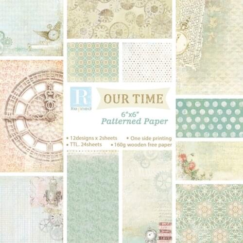 24Pcs/Lot Clock Retro Material Papers DIY Scrapbooking Album Diary Gift Decorative Paper Scrapbooking Paper