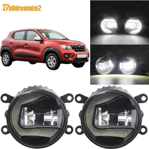 Buildreamen2 For Renault Kwid 2015 2016 2017 2018 Car External LED Projector Fog Lamp + Daytime Running Light DRL White 12V