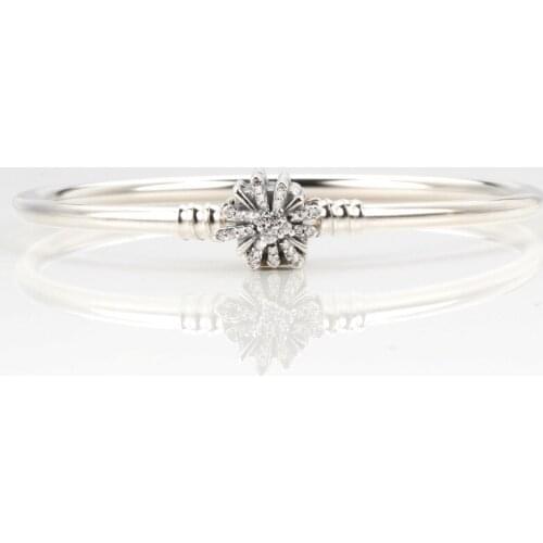 TOP SALE Authentic 100% 925 Sterling Silver Shining Fireworks Star Wish Basic Bracelet Bangle & Bracelet Christmas Snow Gift