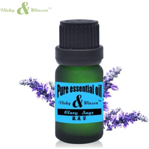 Vicky&winson Clary Sage essential oil 10ml Salvia sclarea oils Shrink Pores Tighten Skin Cleanse Oily Hair Scurf Natural VWDF40