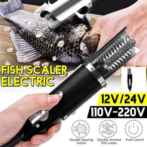 120W Waterproof Electric Fish Scale Scraper Fishing Scalers Clean Easy Fish Stripper Remover Cleaner Tool Charging Adapter