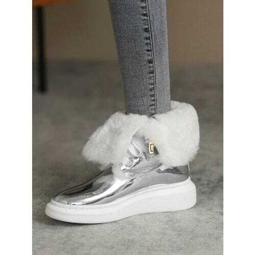 EshtonShero Snow Boots Women Shoes Warm Plush Fur Ankle Boots Winte rBuckle Casual Shoes Waterproof Ultralight Footwear Size 3-8