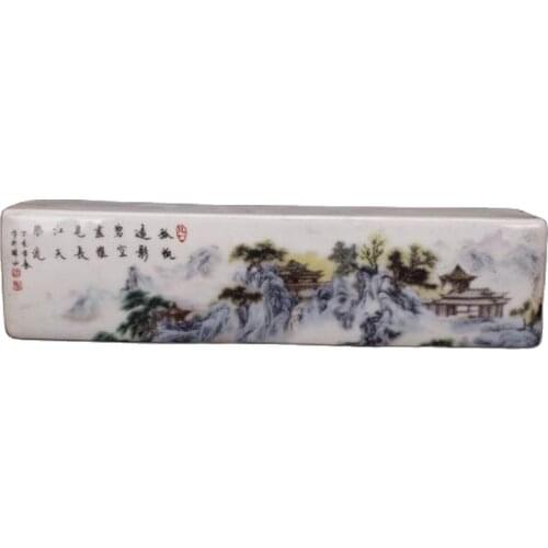 Porcelain collection of Jingdezhens famille rose landscape paintings of the Republic of China