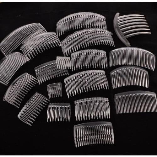 100pcs handmade comb plastic headwear hair accessories women transparent white clear plastic hair comb findings