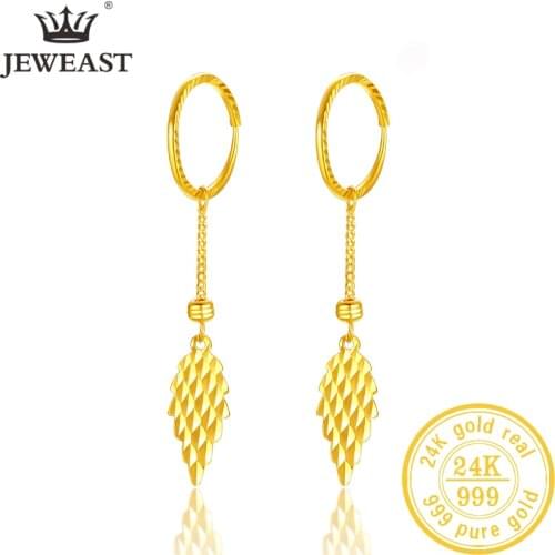 JJJ 24K Pure Gold Earring Real AU 999 Solid Gold Earrings Nice Good Hollow Tassel Upscale Trendy Fine Jewelry Hot Sell New 2020