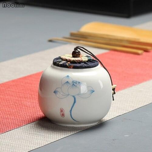 NOOLIM Hand Painted Ceramic Sealed Cans Small Mini Portable Travel Storage Tanks Tea Caddy Kitchen Spice Jar Food Container