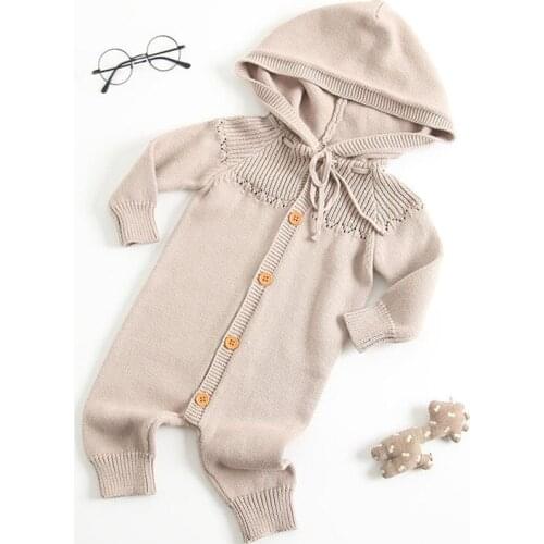 Newborn Baby Rompers Autumn Baby Girls Romper Knitted Baby Boy Clothes Infant Romper Hooded Toddler Jumpsuit Overalls