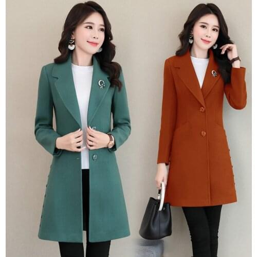 Jacket women long sleeve wool coat autumn winter jacket coat women jacket long coat Slim wool coat women long woolen coat women