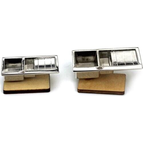 1:12 Alloy Mini Kitchen Sink Simulation Vegetable Wash Basin Model Toy for Doll House Miniature Decoration S/L Size