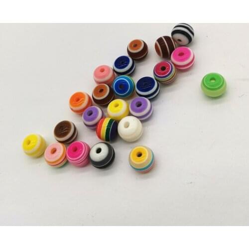 Fashion Round Resin Beads Mixed Colors Striped Plastic Loose Beads DIY Beads 6/8/10MM 100 piecs ab1033